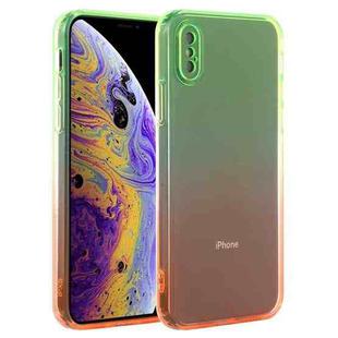 Straight Edge Gradient Color TPU Protective Case For iPhone XS(Green Orange)
