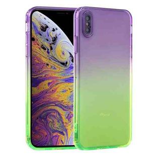 Straight Edge Gradient Color TPU Protective Case For iPhone XS Max(Purple Green)