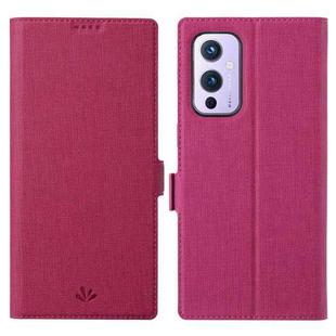 For OnePlus 9 ViLi K Series Shockproof TPU + PU Leather Magnetic Buckle Horizontal Flip Case with Card Slots & Wallet & Holder(Rose Red)