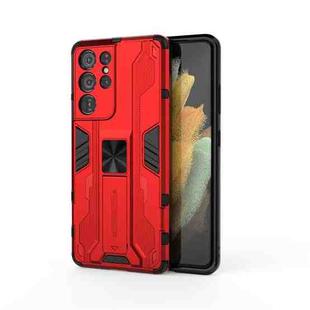 For Samsung Galaxy  S21 Ultra 5G Supersonic PC + TPU Shock-proof Protective Case with Holder(Red)