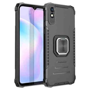 For Xiaomi Redmi 9A Fierce Warrior Series Armor All-inclusive Shockproof Aluminum Alloy + TPU Protective Case with Ring Holder(Black)