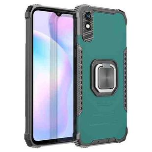 For Xiaomi Redmi 9A Fierce Warrior Series Armor All-inclusive Shockproof Aluminum Alloy + TPU Protective Case with Ring Holder(Green)