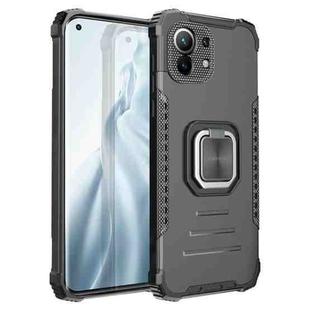 For Xiaomi Mi 11 Fierce Warrior Series Armor All-inclusive Shockproof Aluminum Alloy + TPU Protective Case with Ring Holder(Black)
