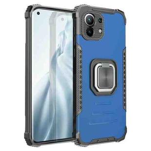 For Xiaomi Mi 11 Fierce Warrior Series Armor All-inclusive Shockproof Aluminum Alloy + TPU Protective Case with Ring Holder(Blue)
