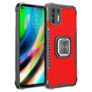 For Motorola Moto G9 Plus Fierce Warrior Series Armor All-inclusive Shockproof Aluminum Alloy + TPU Protective Case with Ring Holder(Red)