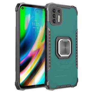 For Motorola Moto G9 Plus Fierce Warrior Series Armor All-inclusive Shockproof Aluminum Alloy + TPU Protective Case with Ring Holder(Green)