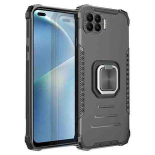 For OPPO Reno4 F Fierce Warrior Series Armor All-inclusive Shockproof Aluminum Alloy + TPU Protective Case with Ring Holder(Black)