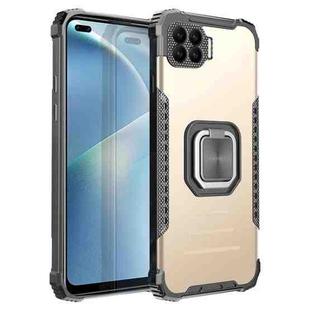 For OPPO Reno4 F Fierce Warrior Series Armor All-inclusive Shockproof Aluminum Alloy + TPU Protective Case with Ring Holder(Gold)
