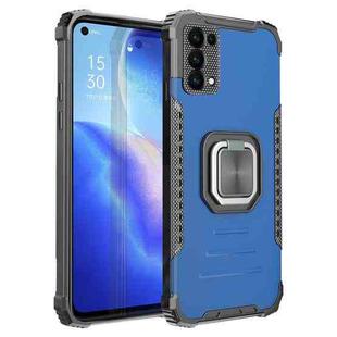 For OPPO Reno 5 Fierce Warrior Series Armor All-inclusive Shockproof Aluminum Alloy + TPU Protective Case with Ring Holder(Blue)