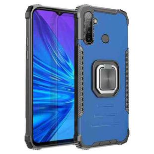 For OPPO Realme 5 Fierce Warrior Series Armor All-inclusive Shockproof Aluminum Alloy + TPU Protective Case with Ring Holder(Blue)