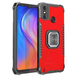 For Tecno Spark 6 Go Fierce Warrior Series Armor All-inclusive Shockproof Aluminum Alloy + TPU Protective Case with Ring Holder(Red)