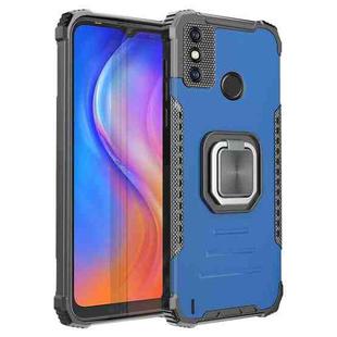 For Tecno Spark 6 Go Fierce Warrior Series Armor All-inclusive Shockproof Aluminum Alloy + TPU Protective Case with Ring Holder(Blue)