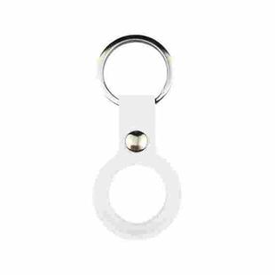 Liquid Silicone Shockproof Protective Cover Soft Case with Keychain Ring For AirTag(White)