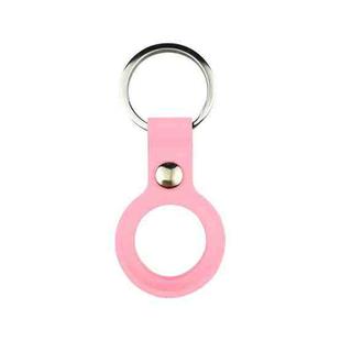 Liquid Silicone Shockproof Protective Cover Soft Case with Keychain Ring For AirTag(Pink)