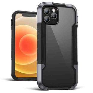 Metal Shockproof Transparent Protective Case For iPhone 12 Pro Max(Gray + Black)