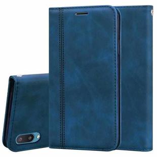 For Samsung Galaxy A02 (EU Version)  Frosted Business Magnetic Horizontal Flip PU Leather Case with Holder & Card Slot & Lanyard(Blue)