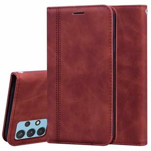 For Samsung Galaxy A32 4G Frosted Business Magnetic Horizontal Flip PU Leather Case with Holder & Card Slot & Lanyard(Brown)