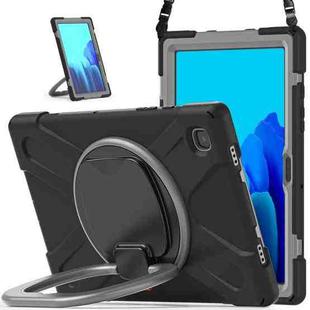 For Samsung Galaxy Tab A7 10.4 (2020) T500 / T505 Silicone + PC Protective Case with Holder & Shoulder Strap(Black+Grey)