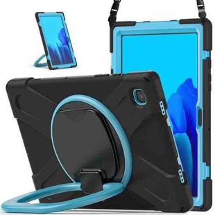 For Samsung Galaxy Tab A7 10.4 (2020) T500 / T505 Silicone + PC Protective Case with Holder & Shoulder Strap(Black+Blue)