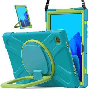 For Samsung Galaxy Tab A7 10.4 (2020) T500 / T505 Silicone + PC Protective Case with Holder & Shoulder Strap(Light blue+Yellow Green)