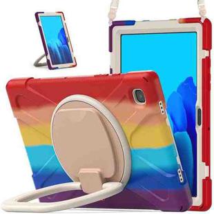 For Samsung Galaxy Tab A7 10.4 (2020) T500 / T505 Silicone + PC Protective Case with Holder & Shoulder Strap(Colorful Red)