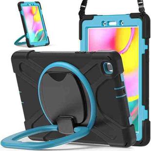 For Samsung Galaxy Tab A 8.0 (2019) T290 / T295 Silicone + PC Protective Case with Holder & Shoulder Strap(Black+Blue)