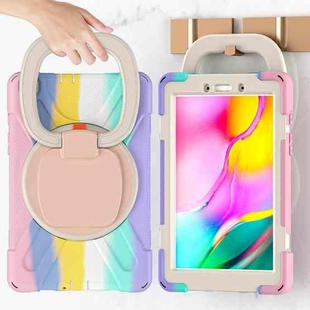 For Samsung Galaxy Tab A 8.0 (2019) T290 / T295 Silicone + PC Protective Case with Holder & Shoulder Strap(Colorful Pink)