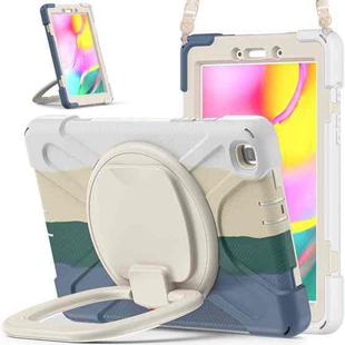 For Samsung Galaxy Tab A 8.0 (2019) T290 / T295 Silicone + PC Protective Case with Holder & Shoulder Strap(Colorful Green)