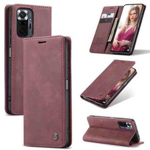 For Xiaomi Redmi Note 10 Pro 4G / Note 10 Pro Max CaseMe 013 Multifunctional Horizontal Flip Leather Case with Holder & Card Slot & Wallet(Wine Red)