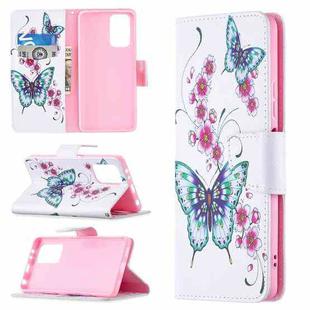 For Xiaomi Redmi Note 10 Pro Colored Drawing Pattern Horizontal Flip Leather Case with Holder & Card Slots & Wallet(Peach Blossom Butterfly)