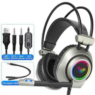 AULA S600 3.5mm + USB Port RGB Lighting Gaming Headset with Mic(Grey)