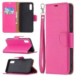 For Samsung Galaxy A02 Litchi Texture Pure Color Horizontal Flip Leather Case with Holder & Card Slots & Wallet & Lanyard(Rose Red)