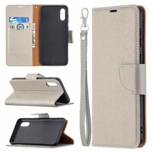 For Samsung Galaxy A02 Litchi Texture Pure Color Horizontal Flip Leather Case with Holder & Card Slots & Wallet & Lanyard(Gray)