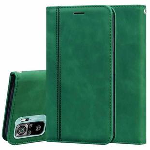 For Xiaomi Redmi Note 10 4G Frosted Business Magnetic Horizontal Flip PU Leather Case with Holder & Card Slot & Lanyard(Green)