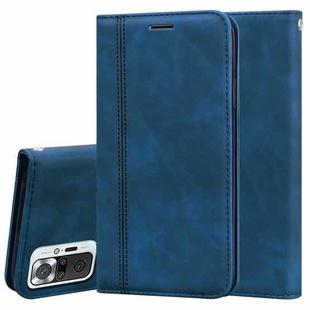 For Xiaomi Redmi Note 10 Pro Frosted Business Magnetic Horizontal Flip PU Leather Case with Holder & Card Slot & Lanyard(Blue)