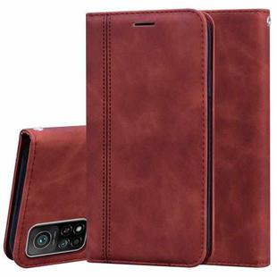 For Xiaomi Mi 10T Pro 5G Frosted Business Magnetic Horizontal Flip PU Leather Case with Holder & Card Slot & Lanyard(Brown)