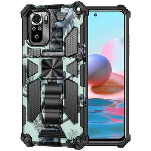 For Xiaomi Redmi Note 10 Pro Max Camouflage Armor Shockproof TPU + PC Magnetic Protective Case with Holder(Mint Green)
