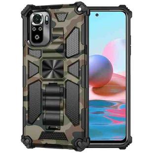 For Xiaomi Redmi Note 10 Pro Max Camouflage Armor Shockproof TPU + PC Magnetic Protective Case with Holder(Army Green)