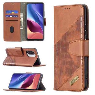 For Xiaomi Mi 11i / Poco F3 / Redmi K40 Matching Color Crocodile Texture Horizontal Flip PU Leather Case with Wallet & Holder & Card Slots(Brown)