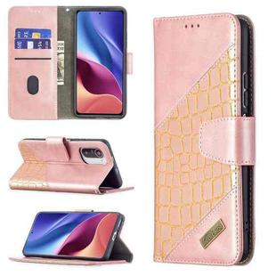 For Xiaomi Mi 11i / Poco F3 / Redmi K40 Matching Color Crocodile Texture Horizontal Flip PU Leather Case with Wallet & Holder & Card Slots(Rose Gold)