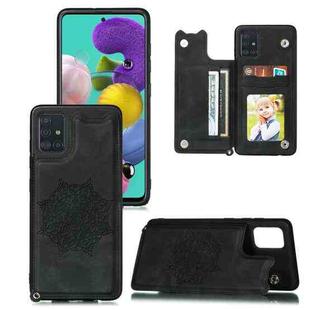 For Xiaomi Redmi Note 9 4G (CN Version) Mandala Embossed PU + TPU Case with Holder & Card Slots & Photo Frame & Strap(Black)