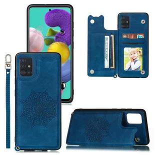 For Xiaomi Redmi Note 9 4G (CN Version) Mandala Embossed PU + TPU Case with Holder & Card Slots & Photo Frame & Strap(Blue)