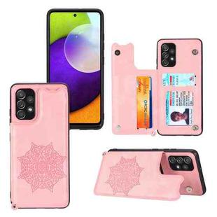 For Samsung Galaxy A32 4G Mandala Embossed PU + TPU Case with Holder & Card Slots & Photo Frame & Strap(Rose Gold)