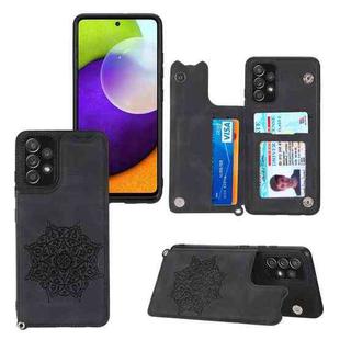 For Samsung Galaxy A32 4G Mandala Embossed PU + TPU Case with Holder & Card Slots & Photo Frame & Strap(Black)