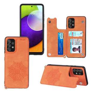 For Samsung Galaxy A32 4G Mandala Embossed PU + TPU Case with Holder & Card Slots & Photo Frame & Strap(Orange)