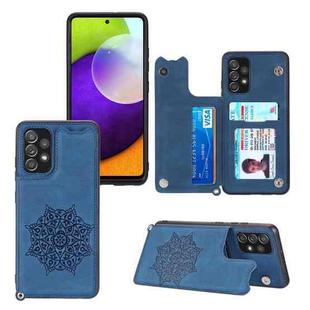 For Samsung Galaxy A32 4G Mandala Embossed PU + TPU Case with Holder & Card Slots & Photo Frame & Strap(Blue)