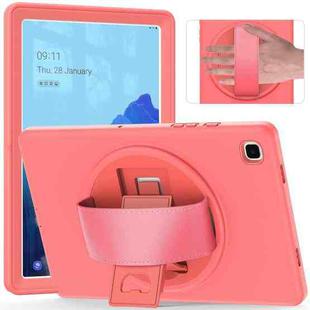 For Samsung Galaxy Tab A7 10.4(2020) T500 / T505 360 Degree Rotation PC + TPU Protective Case with Holder & Hand-strap & Pen Slot(Pink)