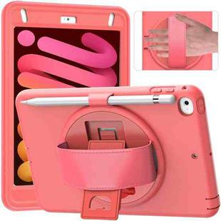 360 Degree Rotation PC + TPU Protective Case with Holder & Hand-strap & Pen Slot For iPad mini 5 / 4 (Pink)
