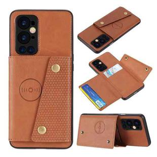 For OnePlus 9 Pro Double Buckle PU + TPU Shockproof Magnetic Protective Case with Card Slot & Holder(Brown)