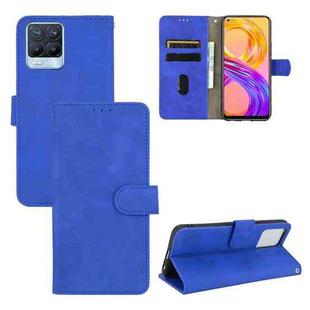 For Realme 8 / Realme 8 Pro Solid Color Skin Feel Magnetic Buckle Horizontal Flip Calf Texture PU Leather Case with Holder & Card Slots & Wallet(Blue)